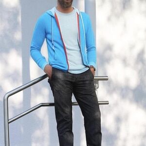NWT Men's Contrast Zip Up Hoodie Cardigan